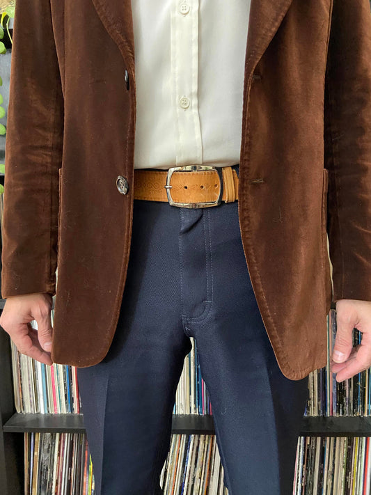 Vintage Tan Embossed Leather Belt
