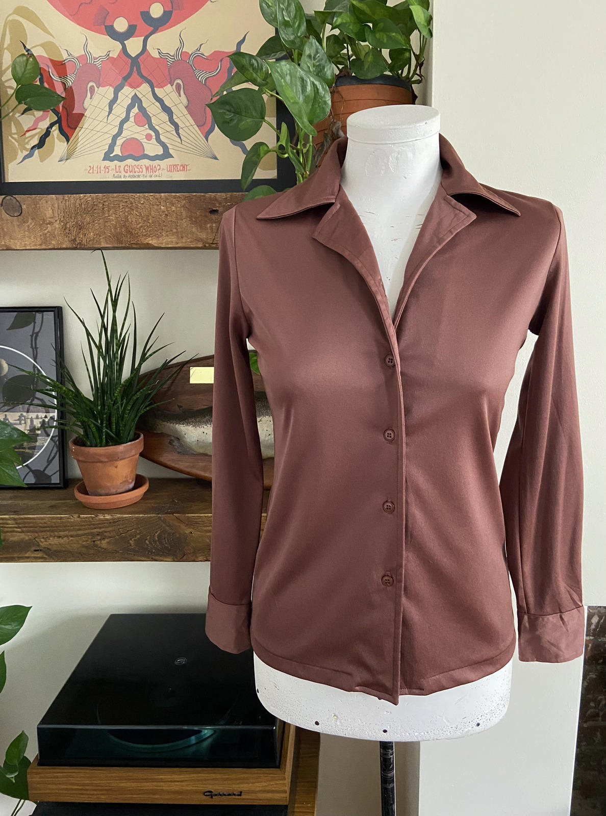 Vintage 1970s Brown Jersey Shirt
