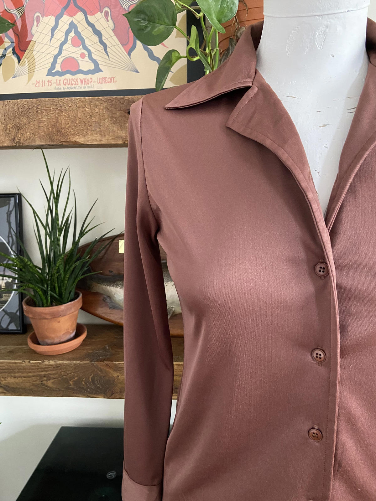 Vintage 1970s Brown Jersey Shirt