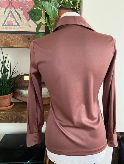 Vintage 1970s Brown Jersey Shirt
