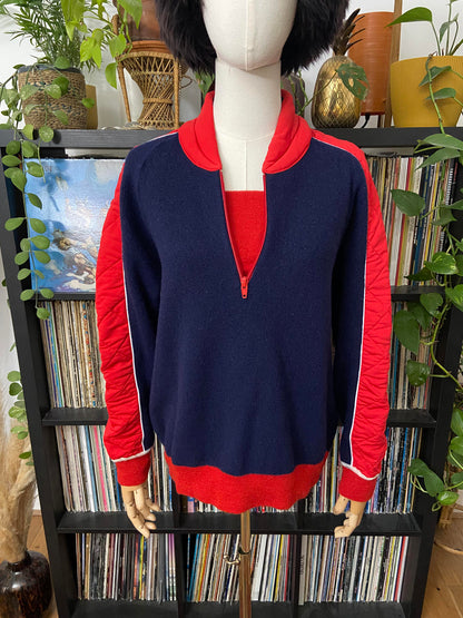 Vintage 1970s Navy Red Wool Sweater