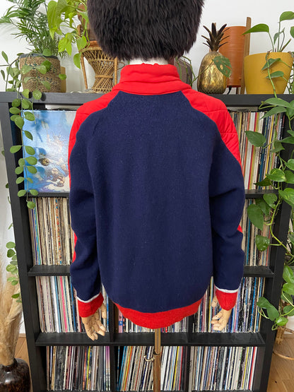 Vintage 1970s Navy Red Wool Sweater