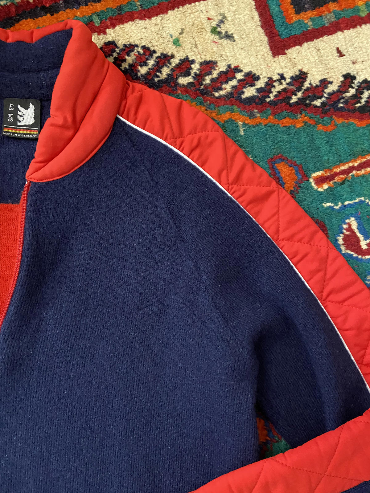 Vintage 1970s Navy Red Wool Sweater