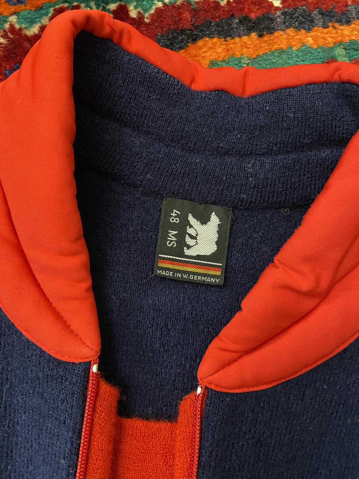Vintage 1970s Navy Red Wool Sweater
