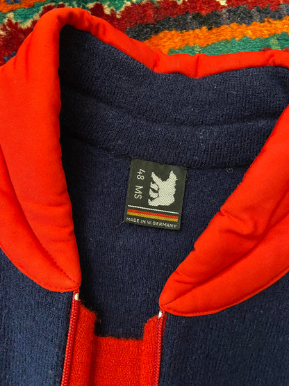 Vintage 1970s Navy Red Wool Sweater