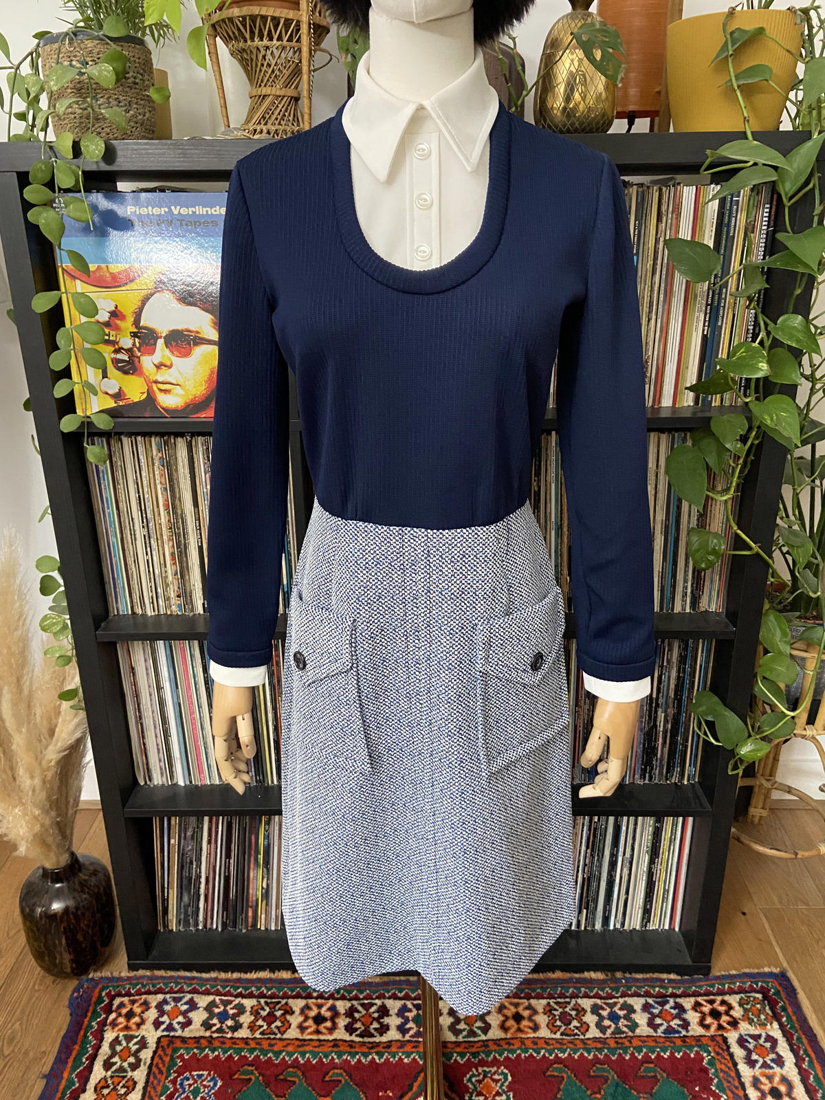 Vintage 1970s Navy All-In-One Shirt Dress