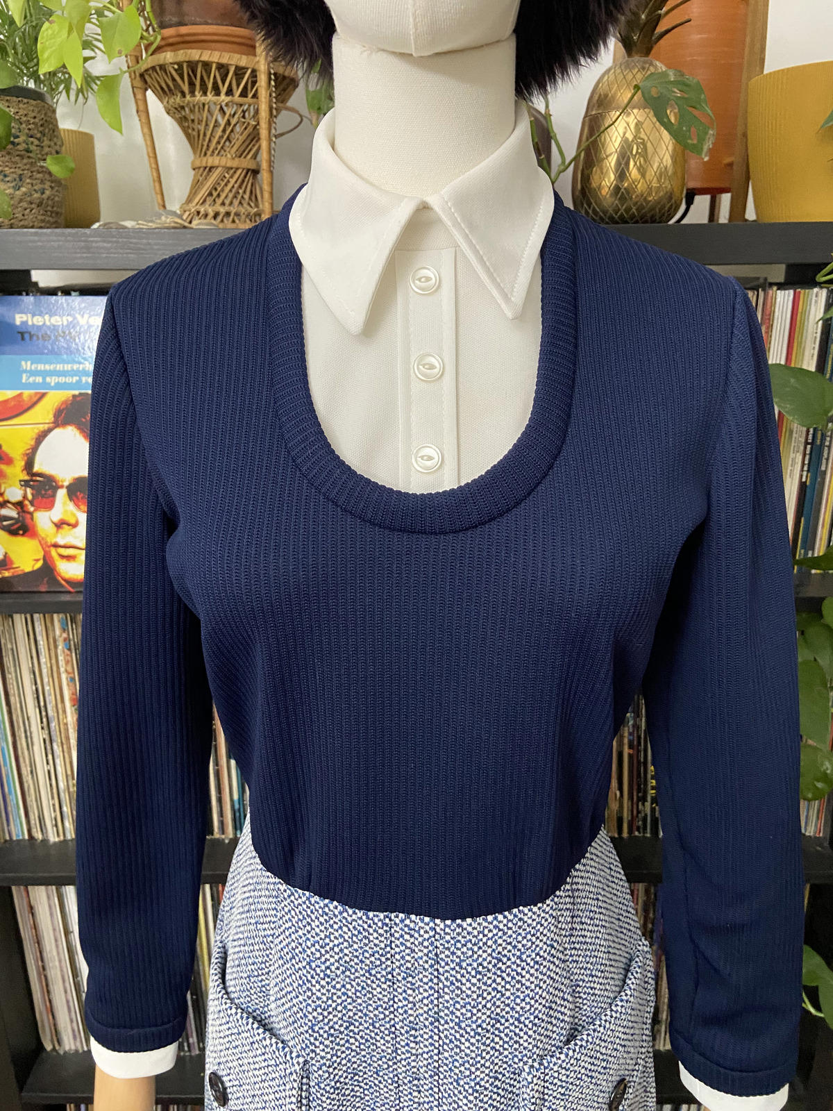 Vintage 1970s Navy All-In-One Shirt Dress