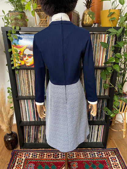 Vintage 1970s Navy All-In-One Shirt Dress