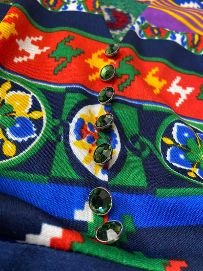 Vintage 1970s Psychedelic Halterneck Maxi Dress