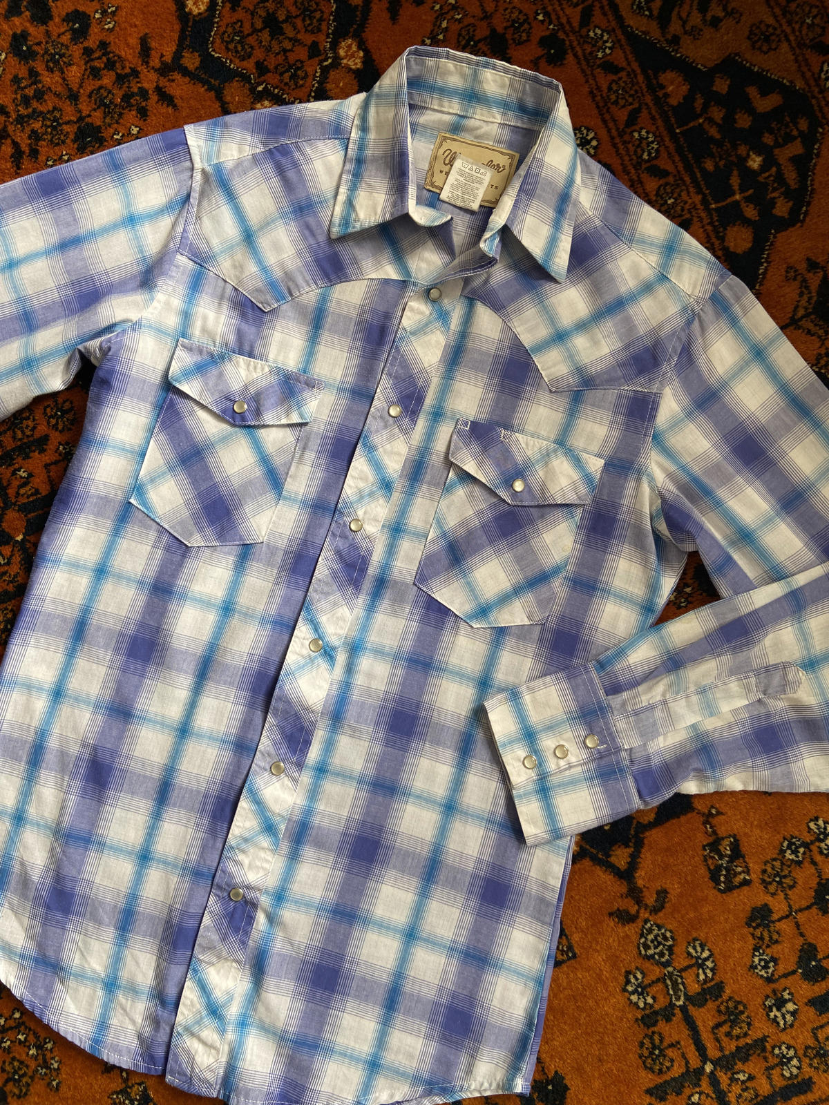 Vintage 90s Blue Wrangler Western Shirt