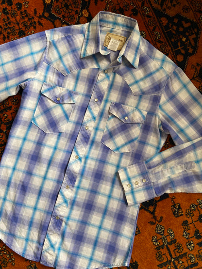 Vintage 90s Blue Wrangler Western Shirt