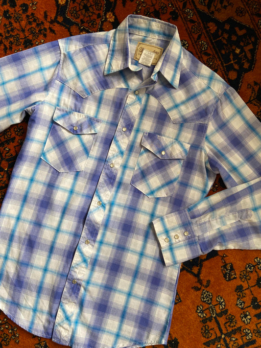 Vintage 90s Blue Wrangler Western Shirt