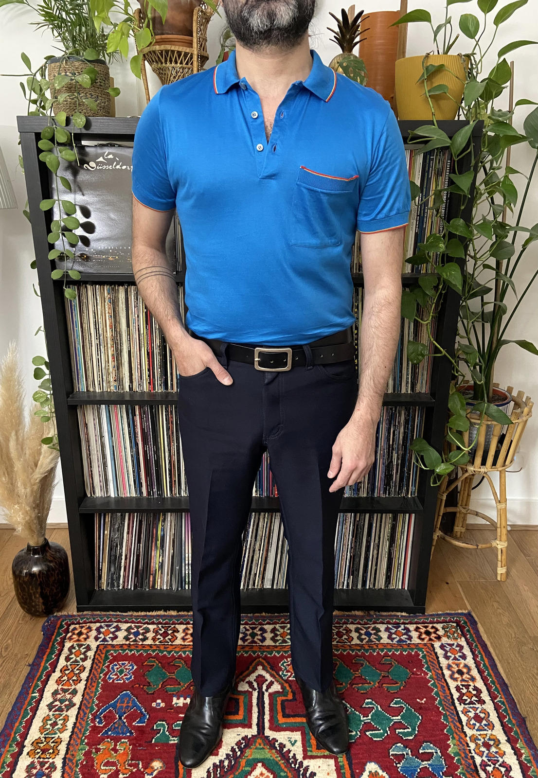 Vintage 1970s Blue Italian Polo Shirt