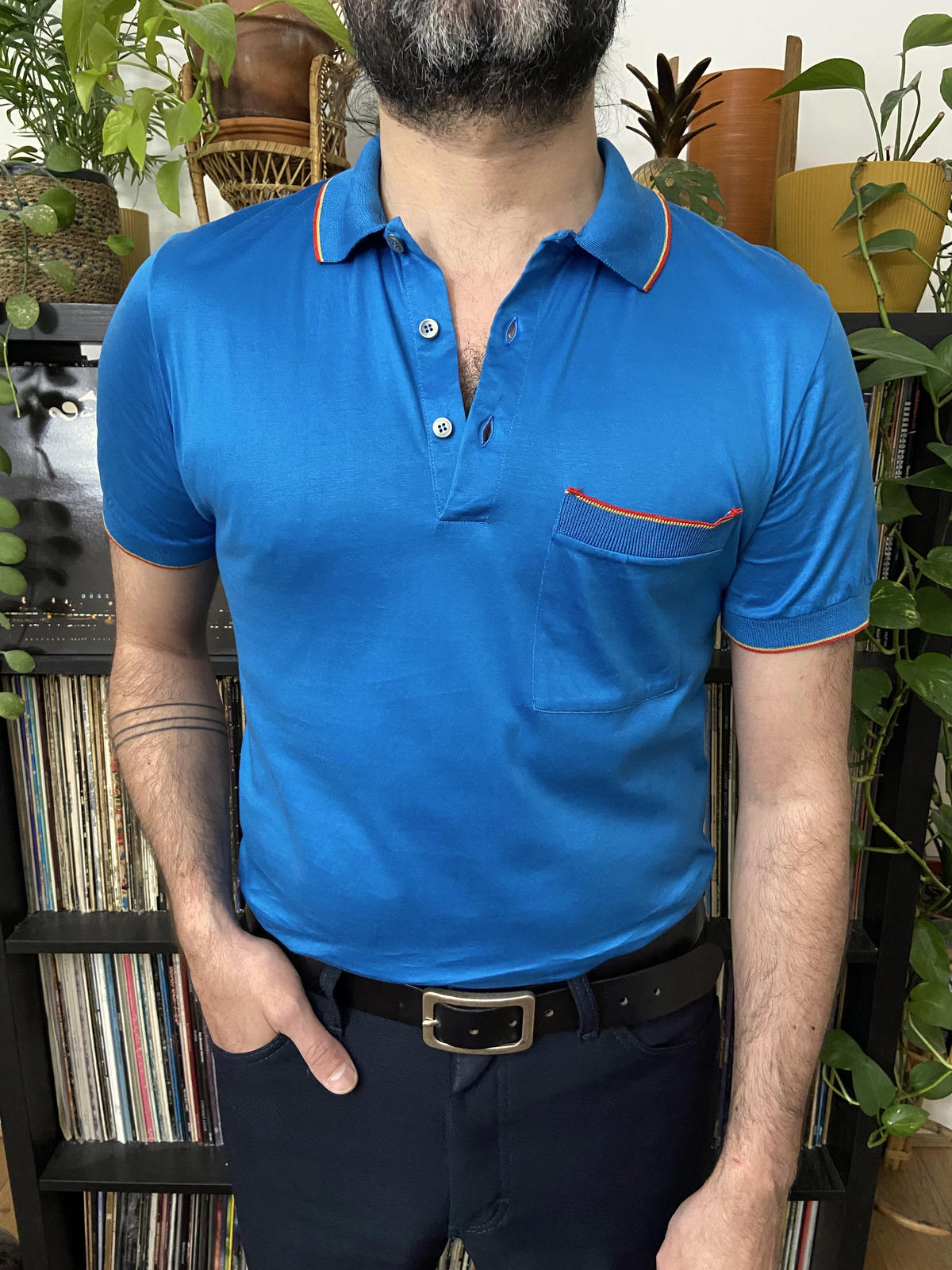Vintage 1970s Blue Italian Polo Shirt