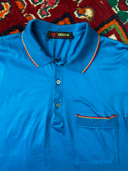 Vintage 1970s Blue Italian Polo Shirt