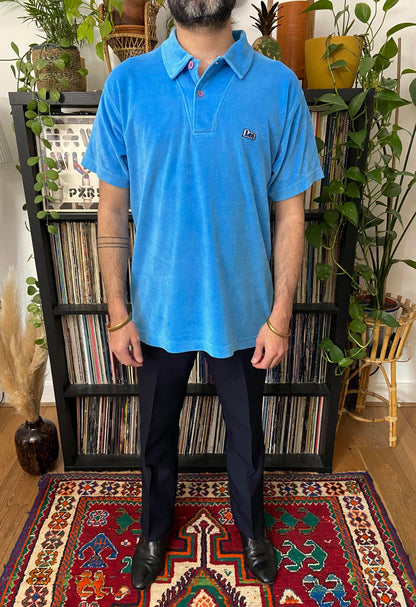 Vintage Lee Blue Velour Polo Shirt