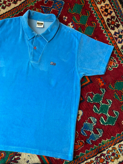 Vintage Lee Blue Velour Polo Shirt