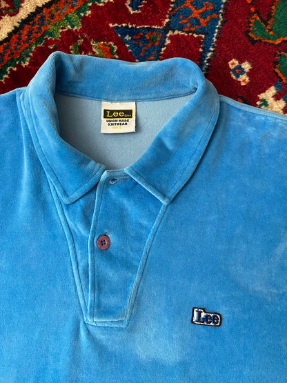 Vintage Lee Blue Velour Polo Shirt
