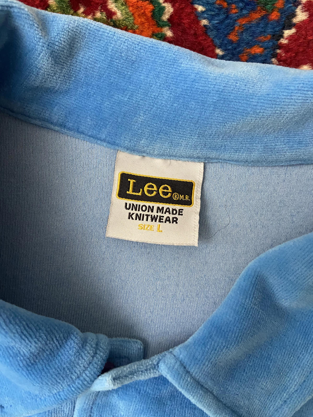 Vintage Lee Blue Velour Polo Shirt