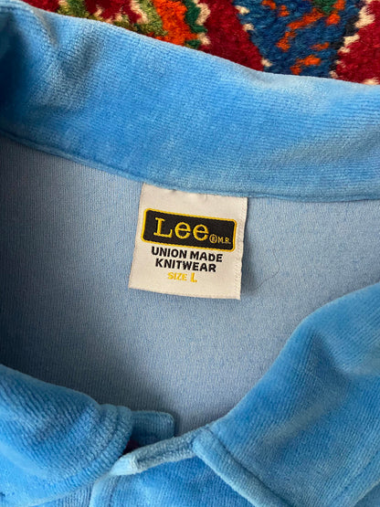 Vintage Lee Blue Velour Polo Shirt