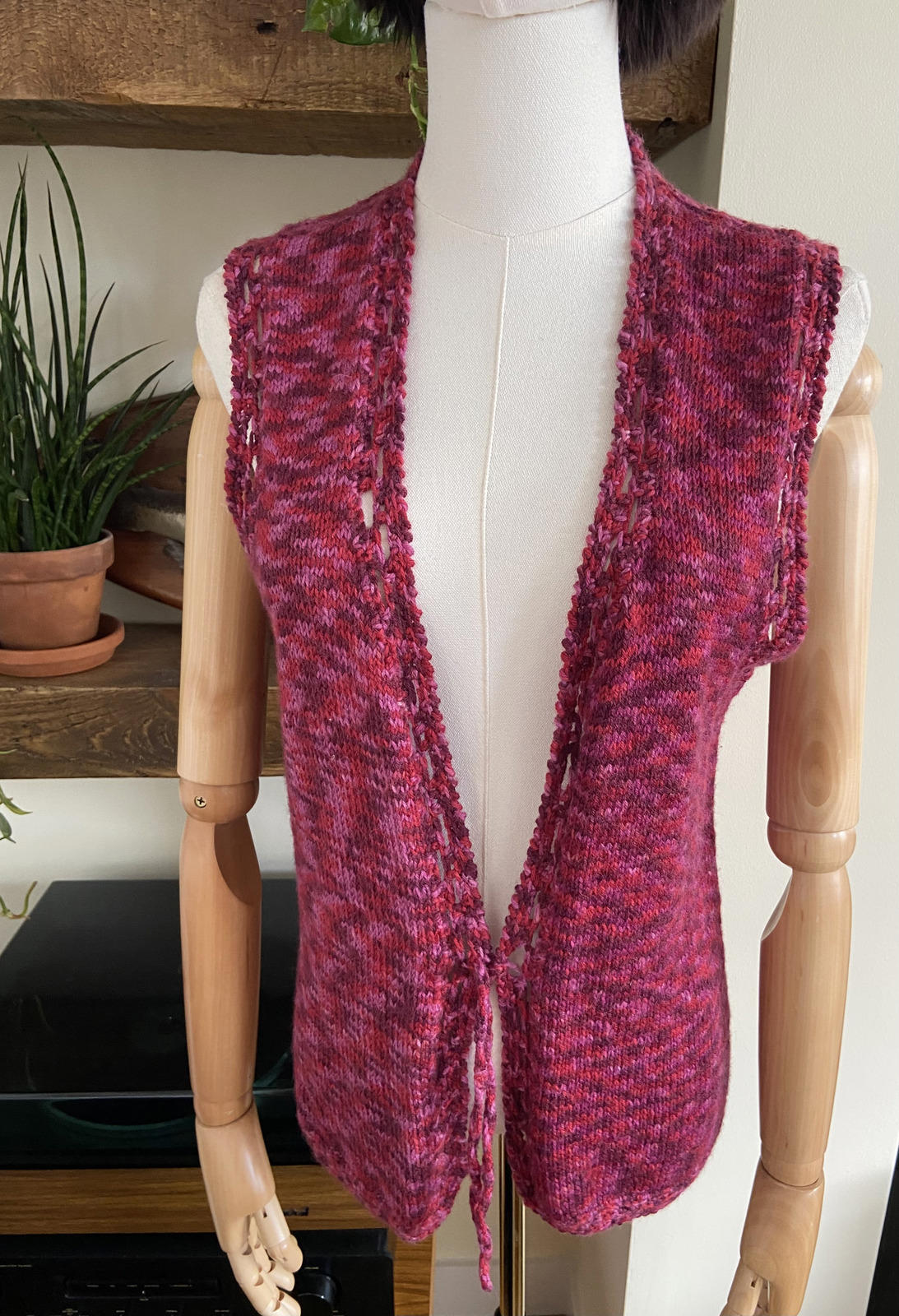 Vintage 1970s Purple Magenta Knit Waistcoat