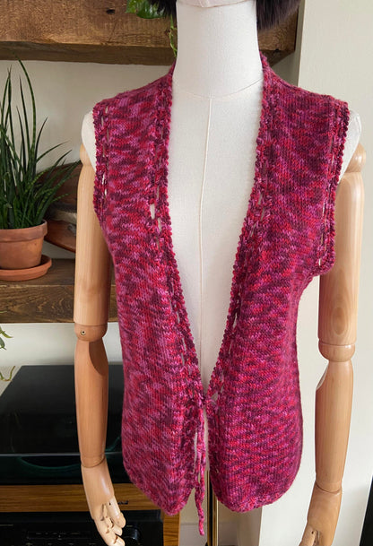 Vintage 1970s Purple Magenta Knit Waistcoat
