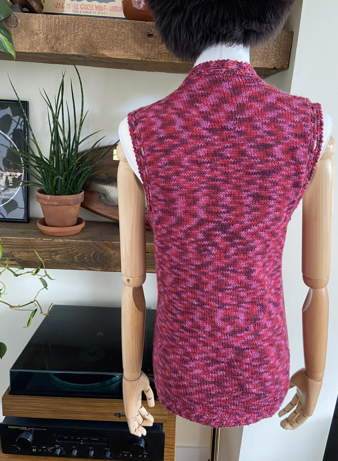 Vintage 1970s Purple Magenta Knit Waistcoat
