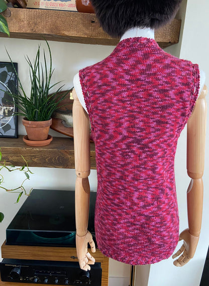 Vintage 1970s Purple Magenta Knit Waistcoat