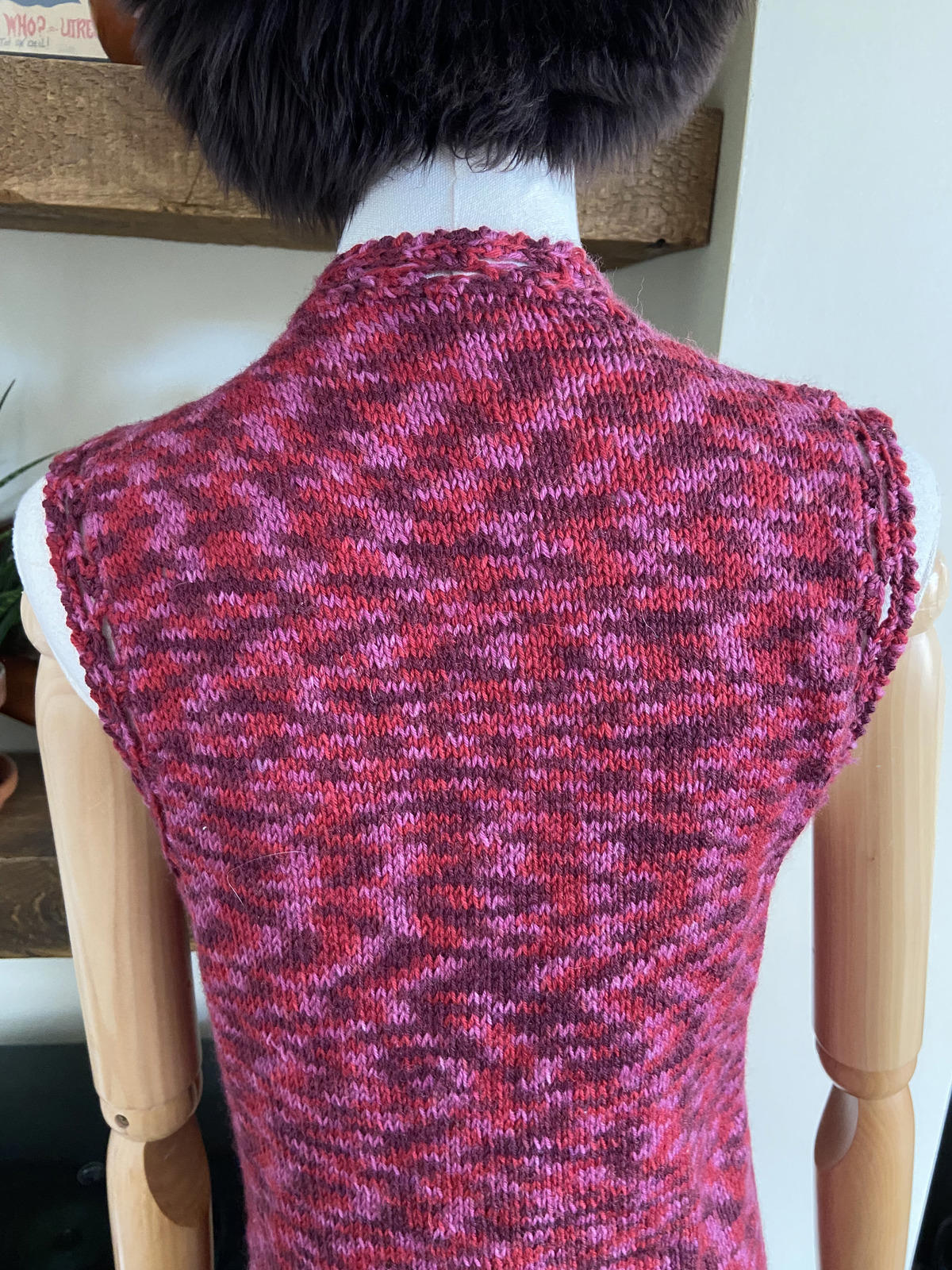 Vintage 1970s Purple Magenta Knit Waistcoat