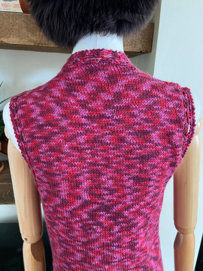 Vintage 1970s Purple Magenta Knit Waistcoat