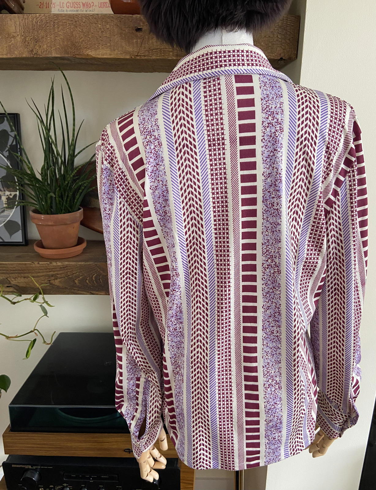 Vintage 1970s Purple Geometric Print Shirt