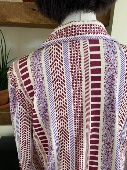 Vintage 1970s Purple Geometric Print Shirt
