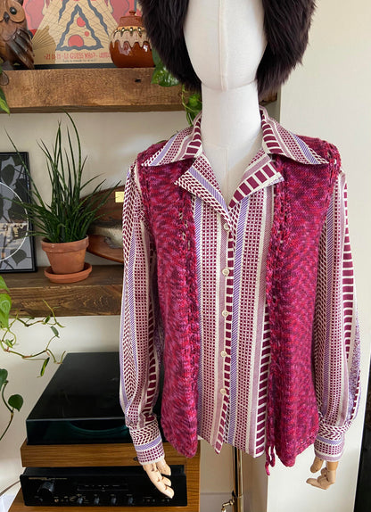 Vintage 1970s Purple Magenta Knit Waistcoat