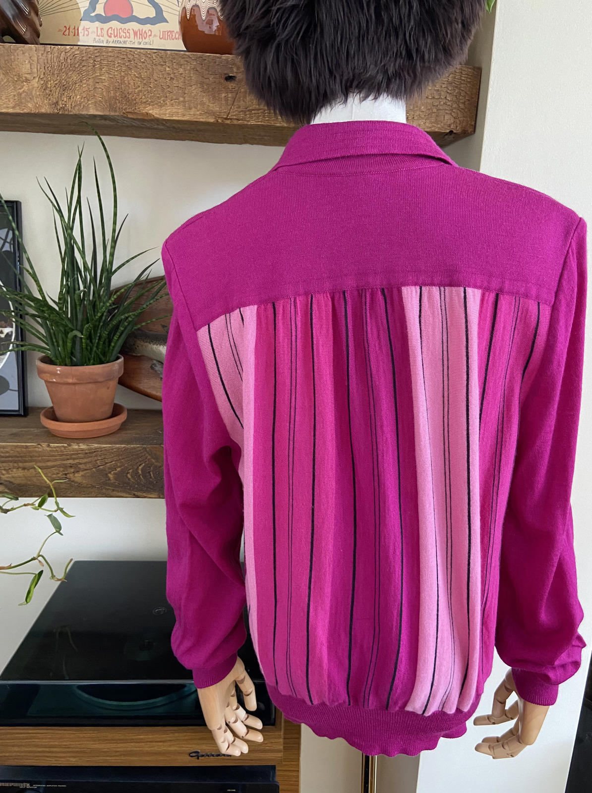 Vintage 1980s Magenta Knit Polo Top