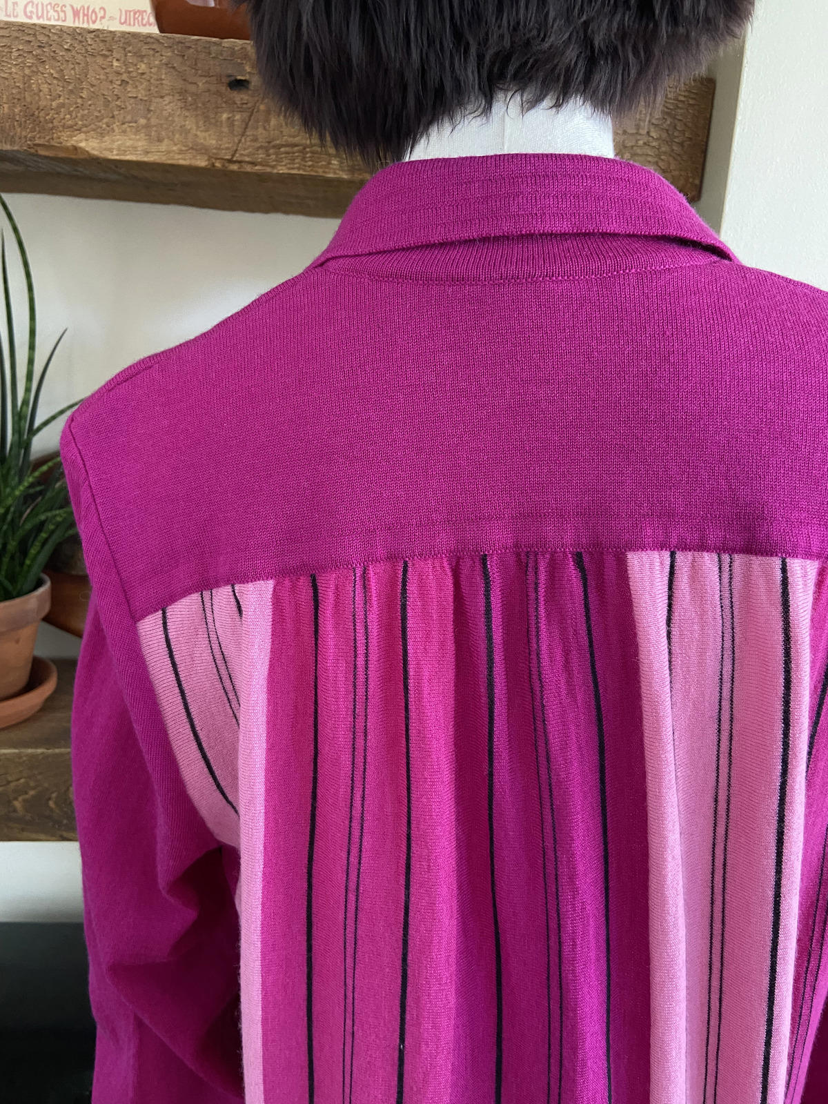 Vintage 1980s Magenta Knit Polo Top