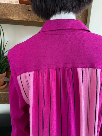 Vintage 1980s Magenta Knit Polo Top