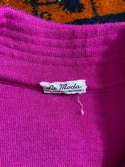 Vintage 1980s Magenta Knit Polo Top