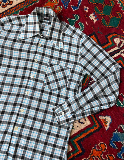 Vintage 1970s Checked Dagger Collar Shirt