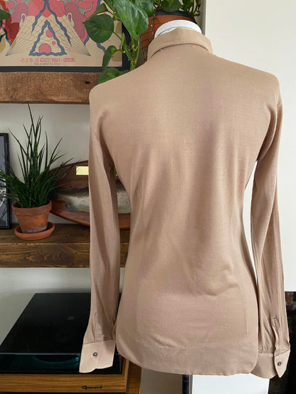 Vintage 1970s Beige Beagle Collar Jersey Shirt