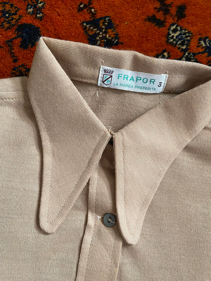 Vintage 1970s Beige Beagle Collar Jersey Shirt