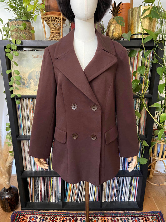 Vintage 1970s Brown Double Breasted Coat