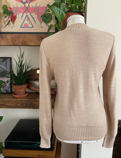 Vintage 1980s Beige Navy Striped Jumper