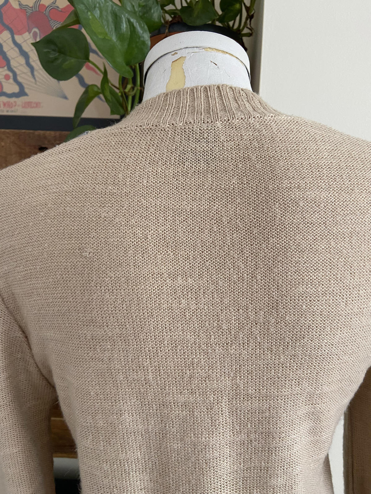 Vintage 1980s Beige Navy Striped Jumper