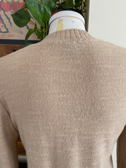 Vintage 1980s Beige Navy Striped Jumper