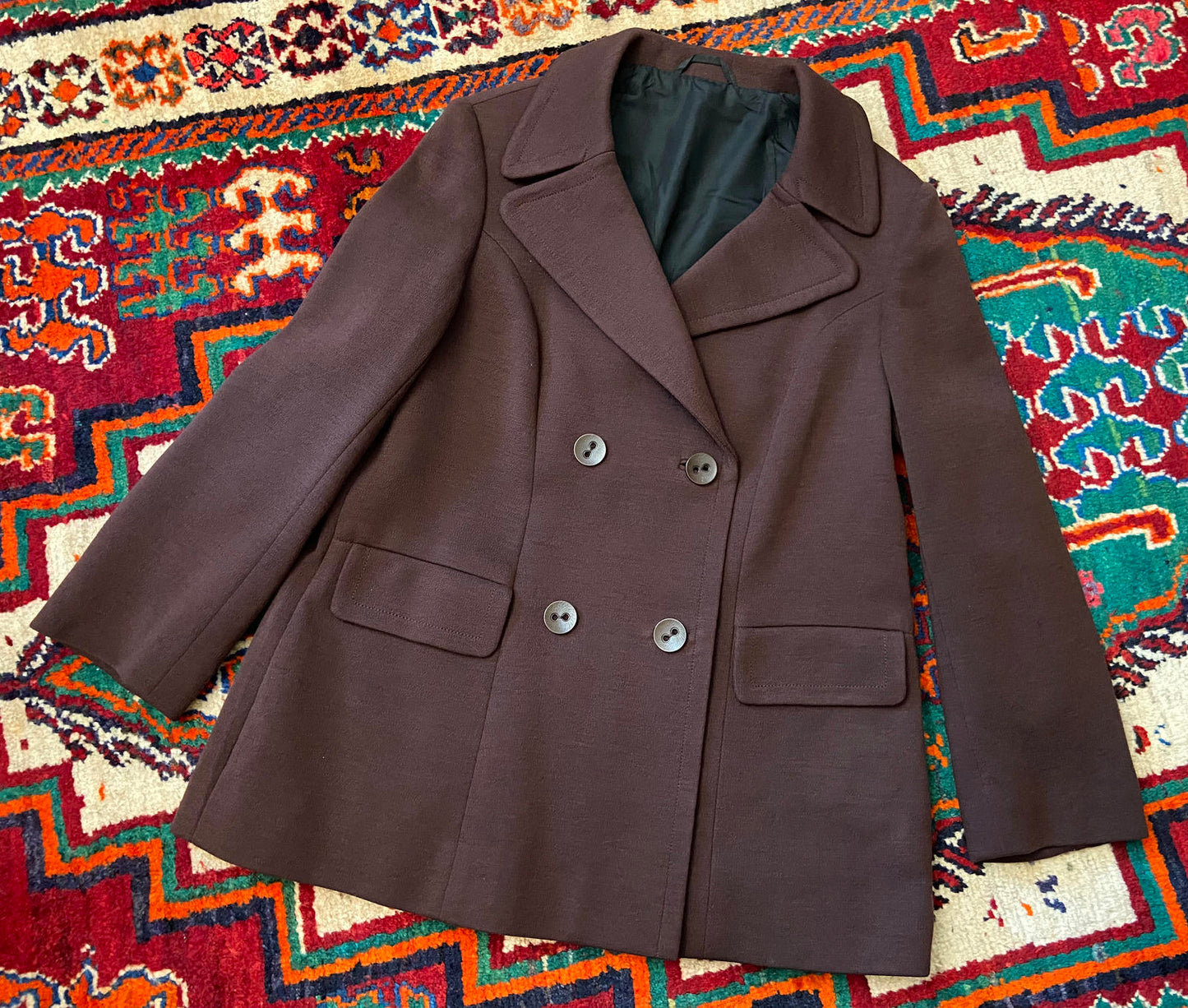 Vintage 1970s Brown Double Breasted Coat