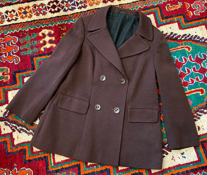 Vintage 1970s Brown Double Breasted Coat