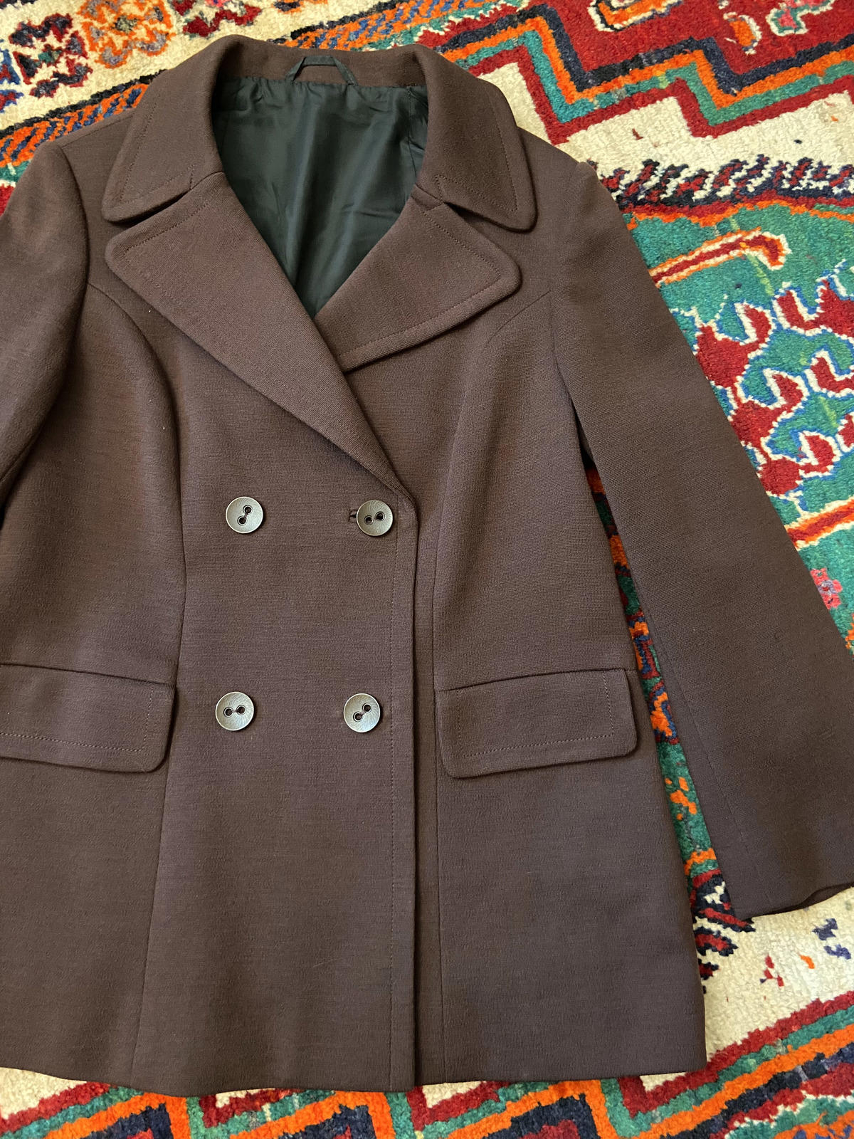 Vintage 1970s Brown Double Breasted Coat