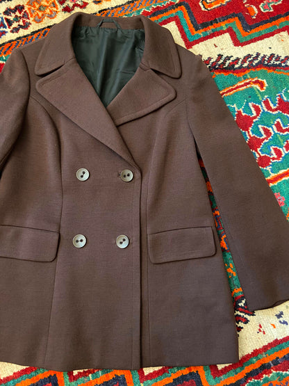 Vintage 1970s Brown Double Breasted Coat