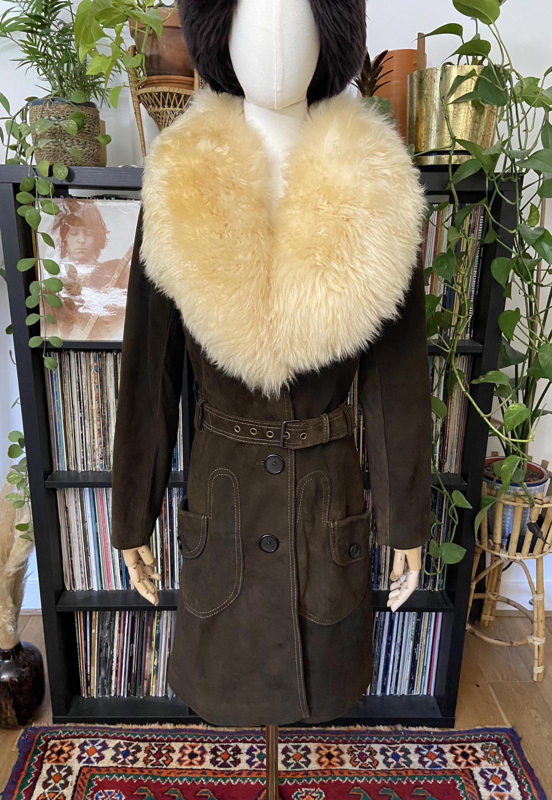 Vintage 1970s Brown Suede Long Penny Lane Coat