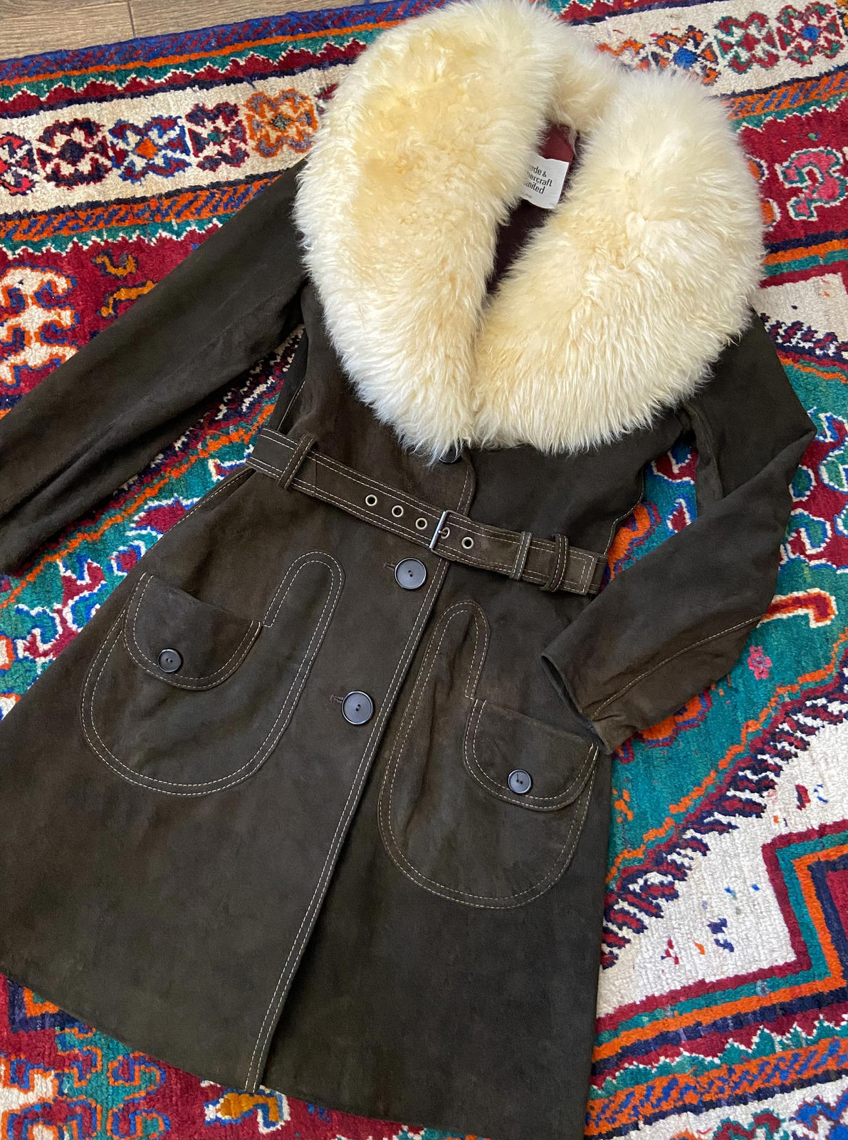 Vintage 1970s Brown Suede Long Penny Lane Coat